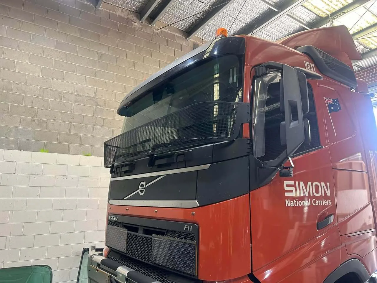 Volvo truck at the Truck Windscreens Melbourne workshop